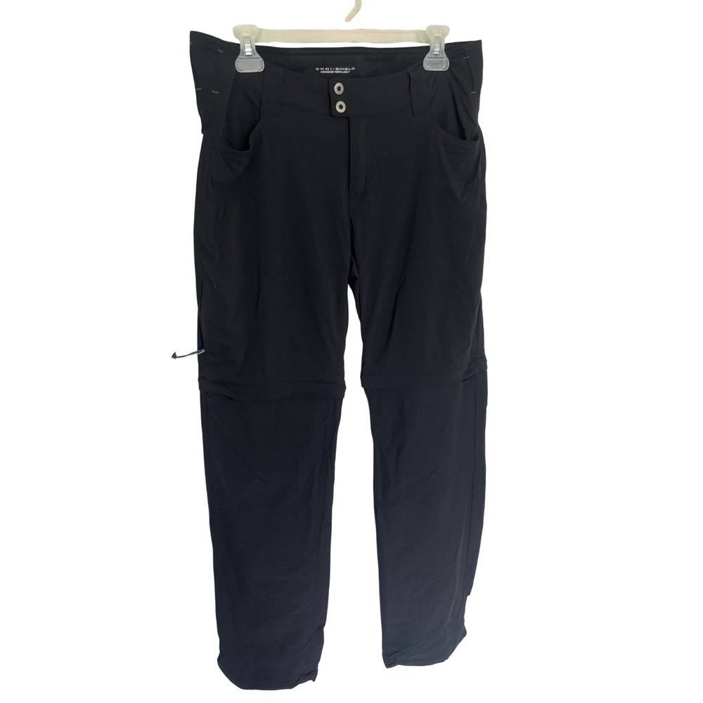 Columbia Omni-Shield Convertible Hiking Pants Black Women 12 Long Zip Off Trail
